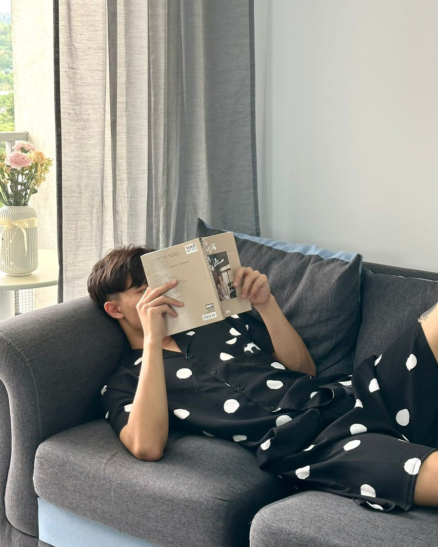 Ice Silk Panda Dots Pajamas Set (Short Sleeve with Short Pants)
