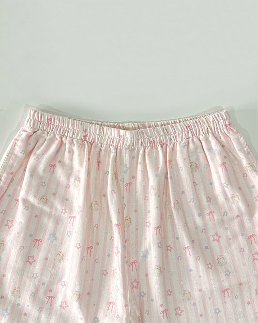 Little Ribbon Stripes Pajamas Set (Short Sleeve with Long Pants)