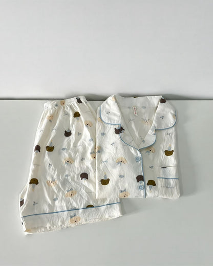 Blue Bear Pajamas Set (Short Sleeve with Short Pants)