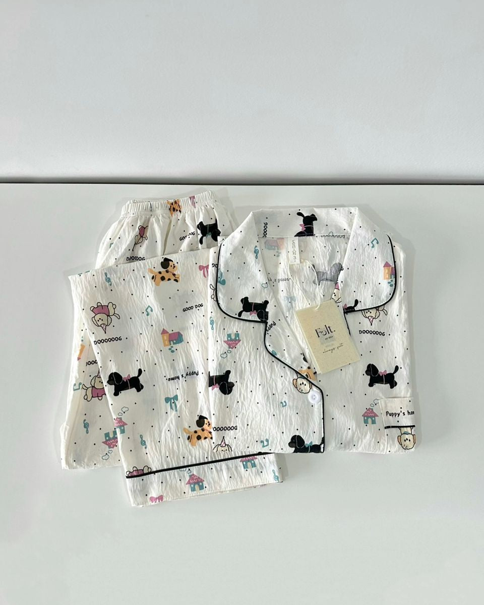 Party Puppy Pajamas Set (Long Sleeve with Long Pants)