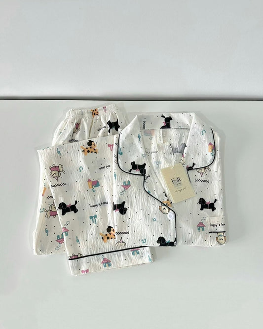 Party Puppy Pajamas Set (Long Sleeve with Long Pants)