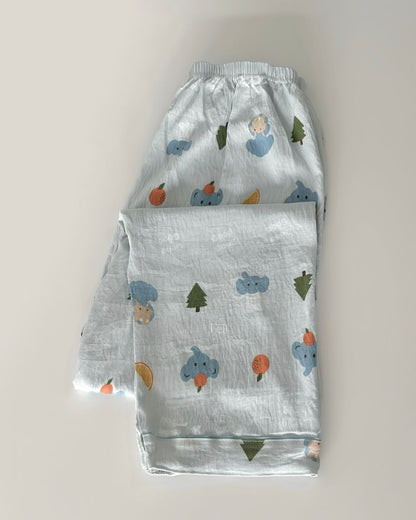 Blue Elephants Long Pajamas Pants