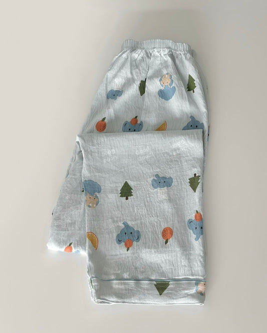 Blue Elephants Long Pajamas Pants
