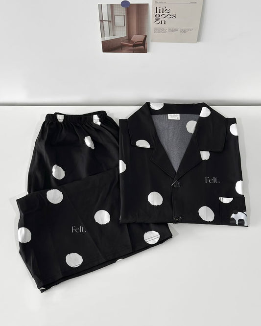 Ice Silk Panda Dots Pajamas Set (Short Sleeve with Short Pants)