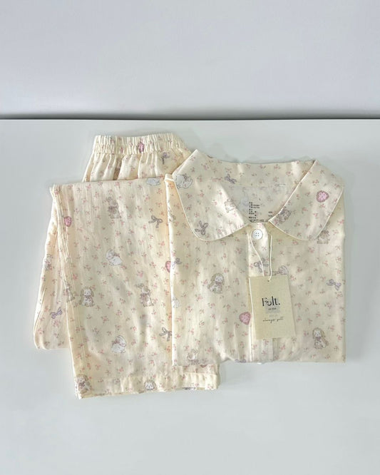 Little Florals Bunny Pajamas Set (Short Sleeve with Long Pants)