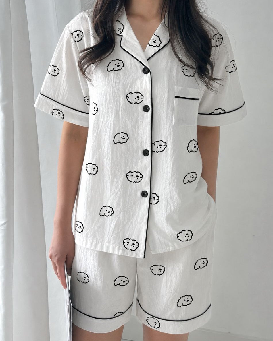 Puppy Couple Pajamas Set (Short Sleeve with Short Pants)