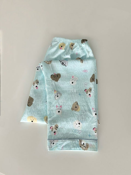 Blue Doggie Long Pajamas Pants