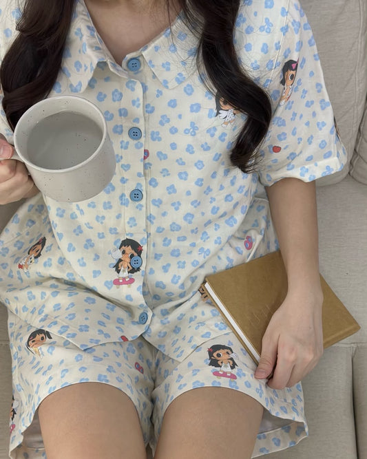 Little Yuy Blue Daydream Pajamas Set (Short Sleeve with Short Pants)