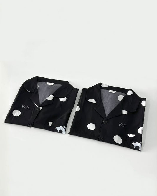 Ice Silk Panda Dots Couple Pajamas Set (Short Sleeve with Short Pants)