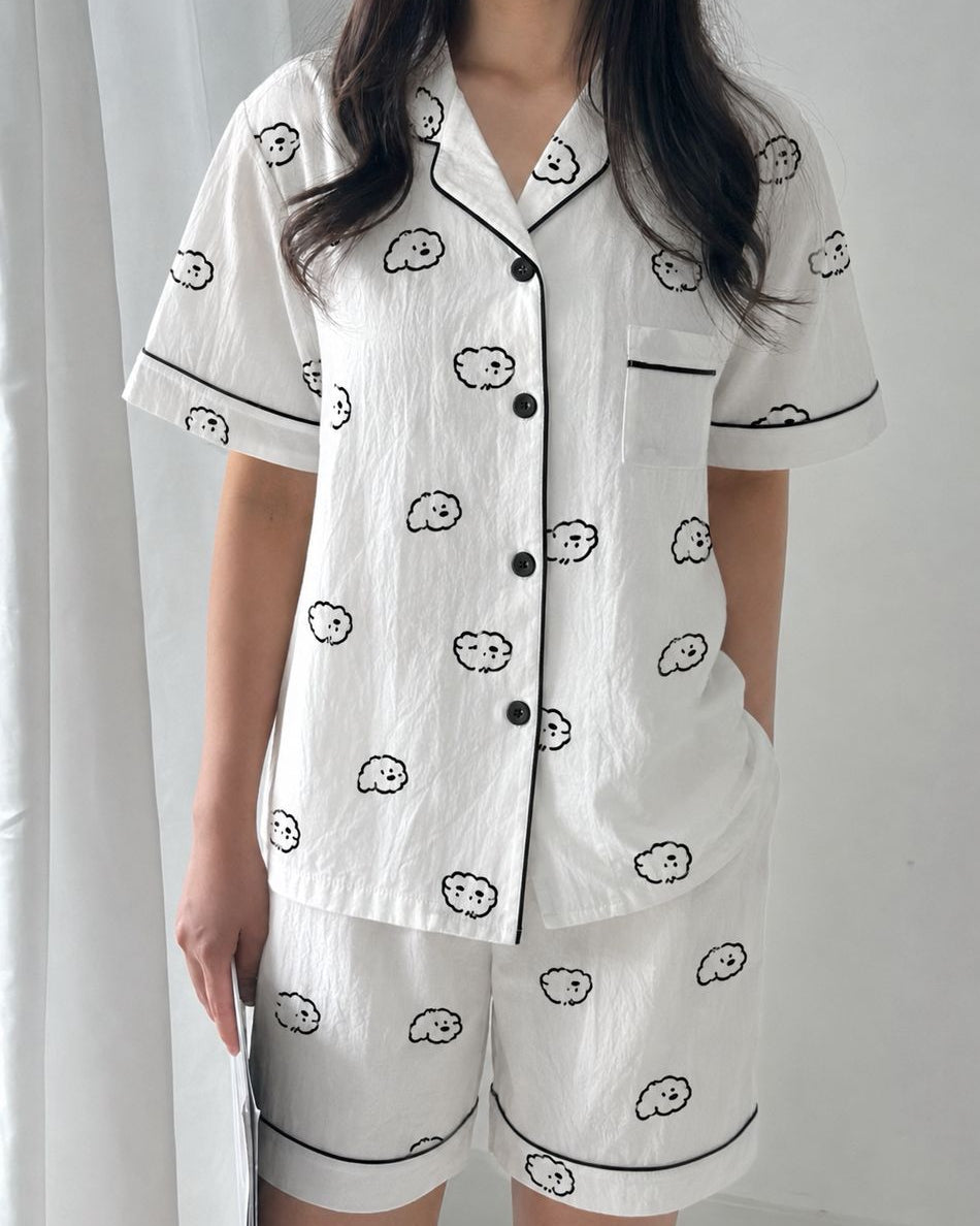 Puppy Couple Pajamas Set (Short Sleeve with Short Pants)