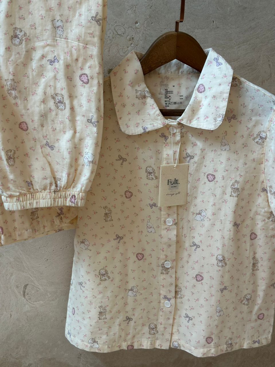 Little Florals Bunny Pajamas Set (Short Sleeve with Long Pants)