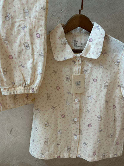 Little Florals Bunny Pajamas Set (Short Sleeve with Long Pants)