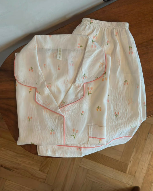 Floral Pajamas Set (Short Sleeve with Short Pants)
