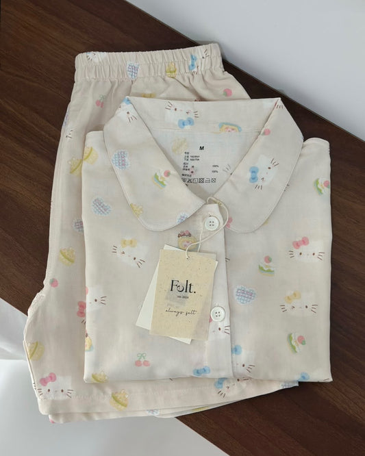 Kitty Pajamas Set (Short Sleeve with Short Pants)