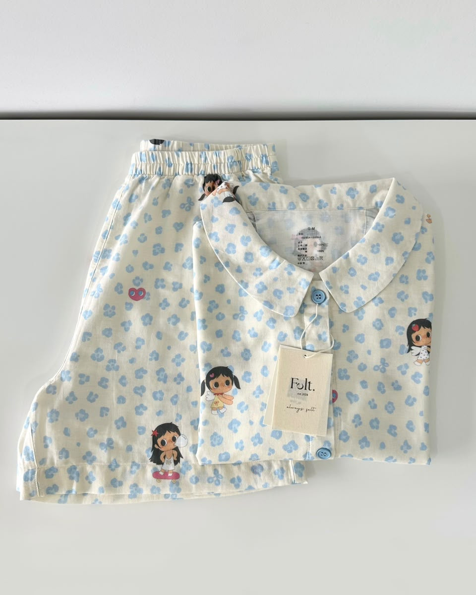Little Yuy Blue Daydream Pajamas Set (Short Sleeve with Short Pants)