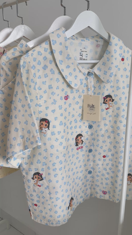 Little Yuy Pink Daydream Pajamas Set (Short Sleeve with Short Pants)